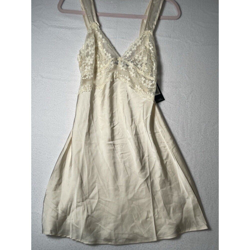 Lioness Women’s S Small Bel Air Floral Lace Satin Slip Mini Dress Ivory New